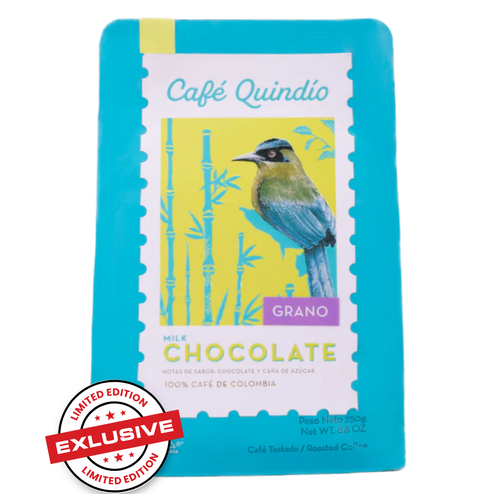 Cafe Quindio SPECIAL HARVEST MILK CHOCOLATE - WHOLE BEAN - 8.8oz